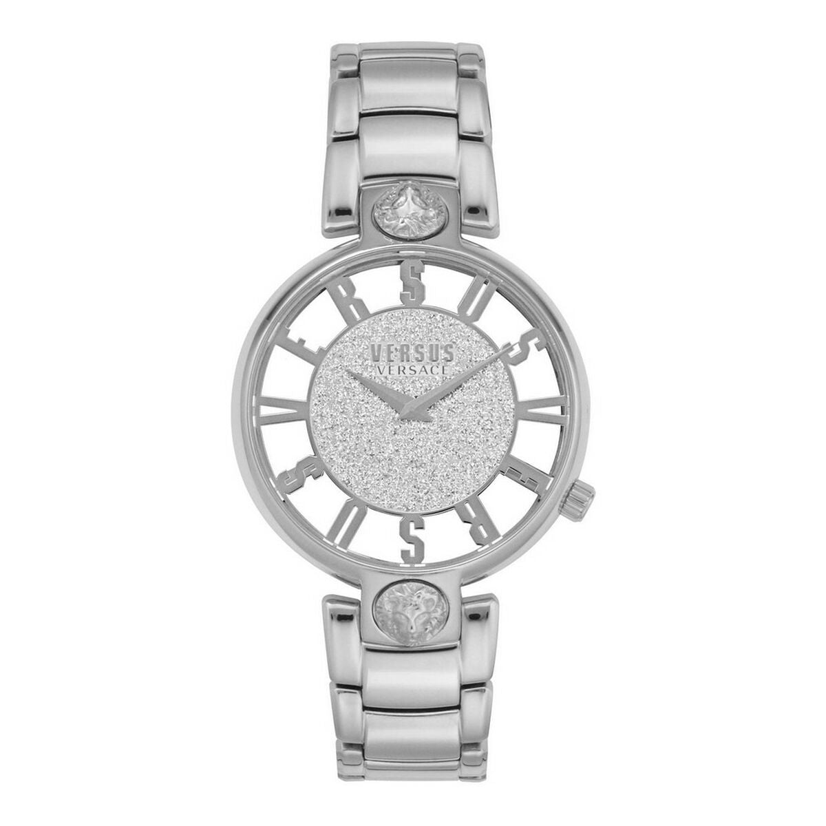 Montre-bracelet femme Versus Versace à cadran pailleté gris et bracelet acier
