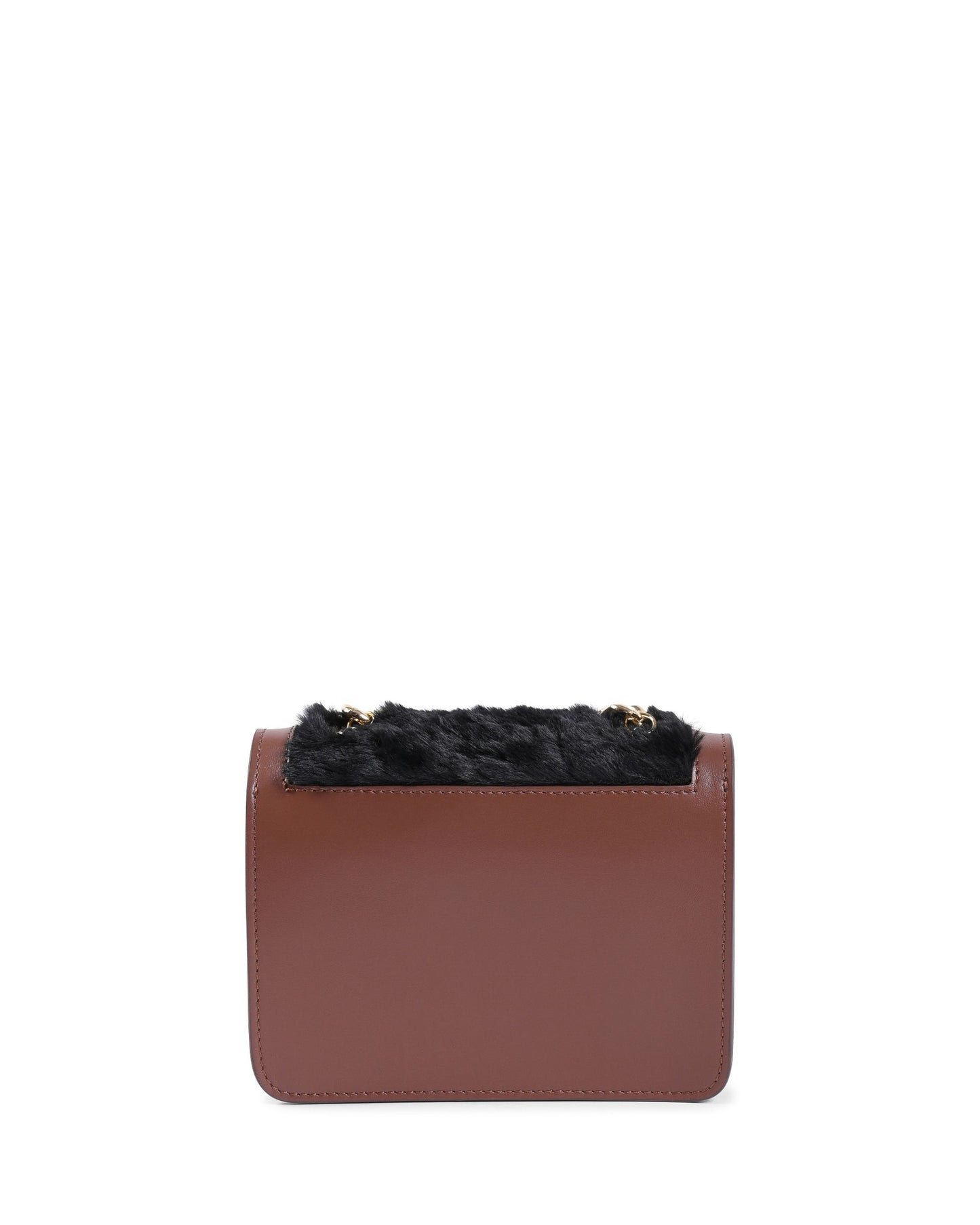 Petit sac en fausse peau lainée noire, face arrière bordeaux