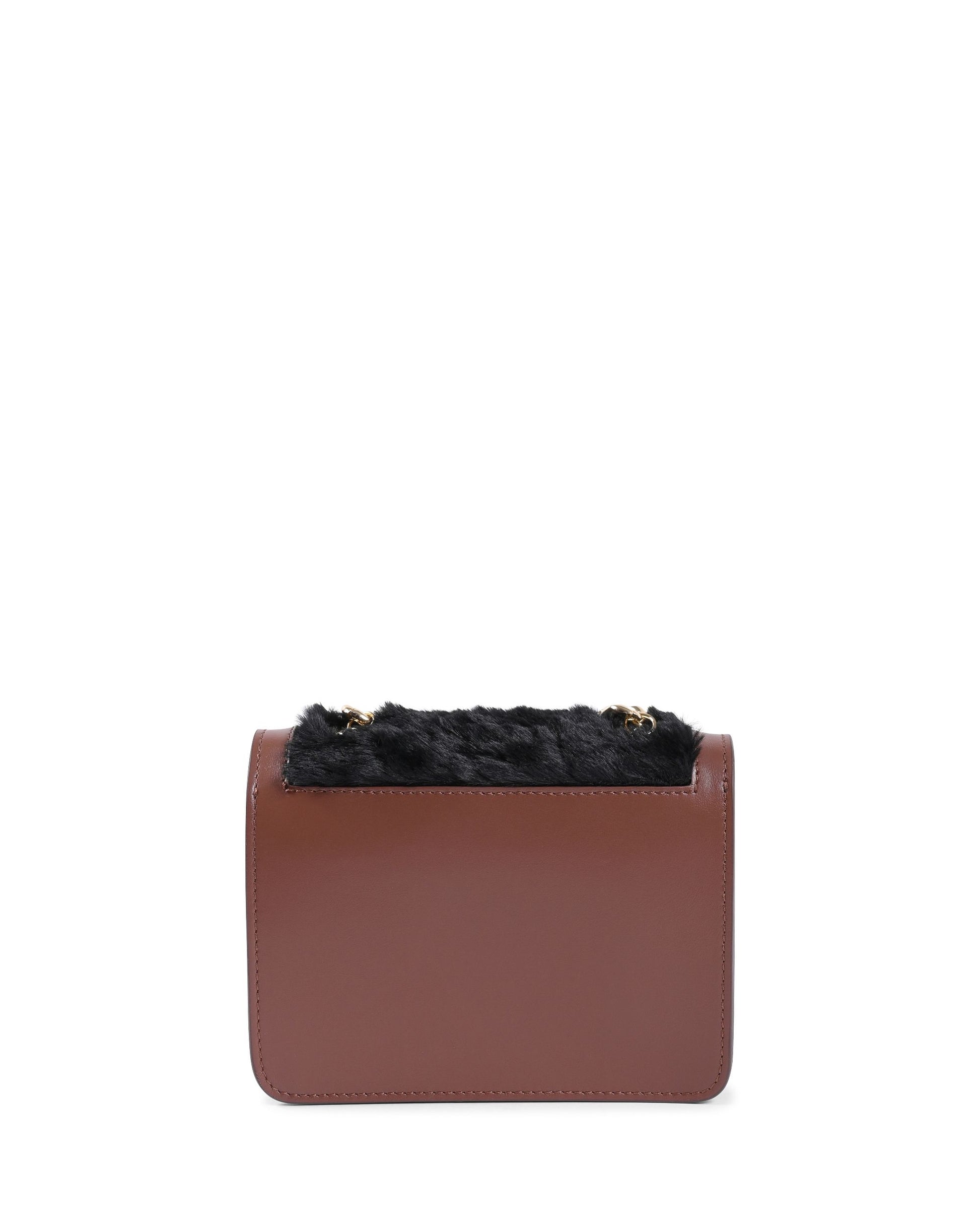 Petit sac en fausse peau lainée noire, face arrière bordeaux
