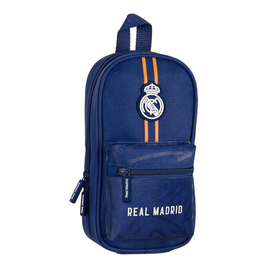 Trousse scolaire enfant bleue avec logo Real Madrid et zip central