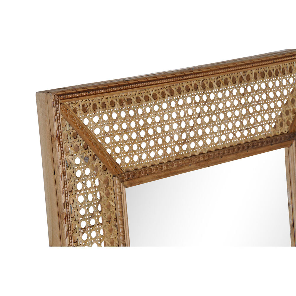 Cadre de miroir en rotin ajouré avec motif en losanges, bord marron