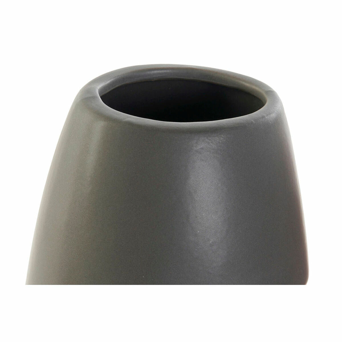 Vase en céramique anthracite, vue du haut et ouverture ronde