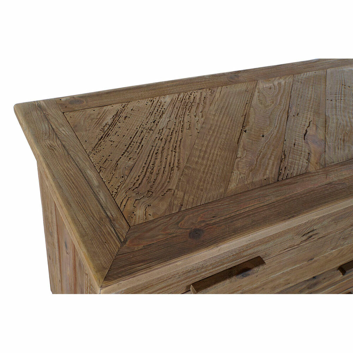 Panneau du buffet en bois recyclé, motif de planches et veinures