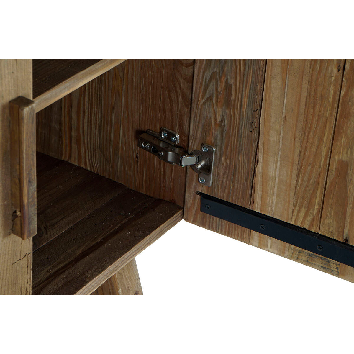 Fermeture et charnière du buffet en bois recyclé, quincaillerie noire
