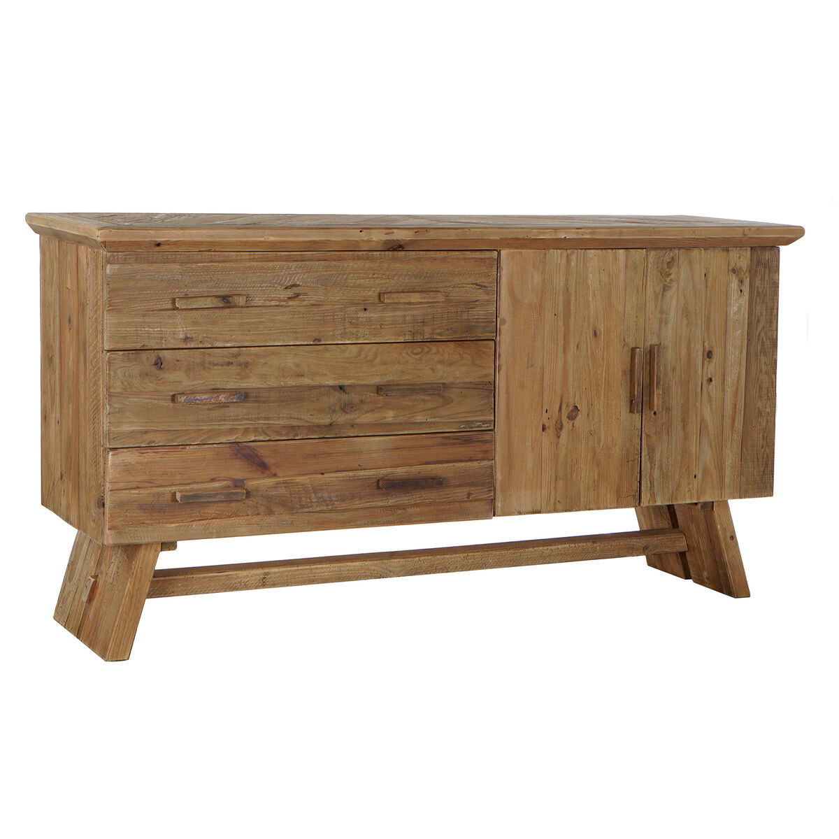 Buffet en bois recyclé avec deux tiroirs et porte latérale