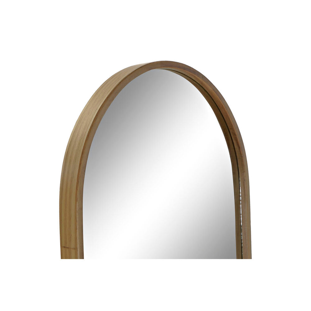Miroir mural en MDF clair, bord arrondi et surface réfléchissante ovale