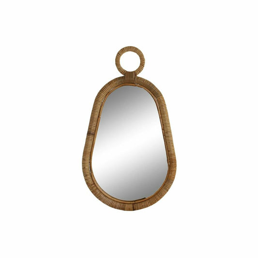 Miroir mural ovale en rotin naturel, bord arrondi avec anneau suspendu