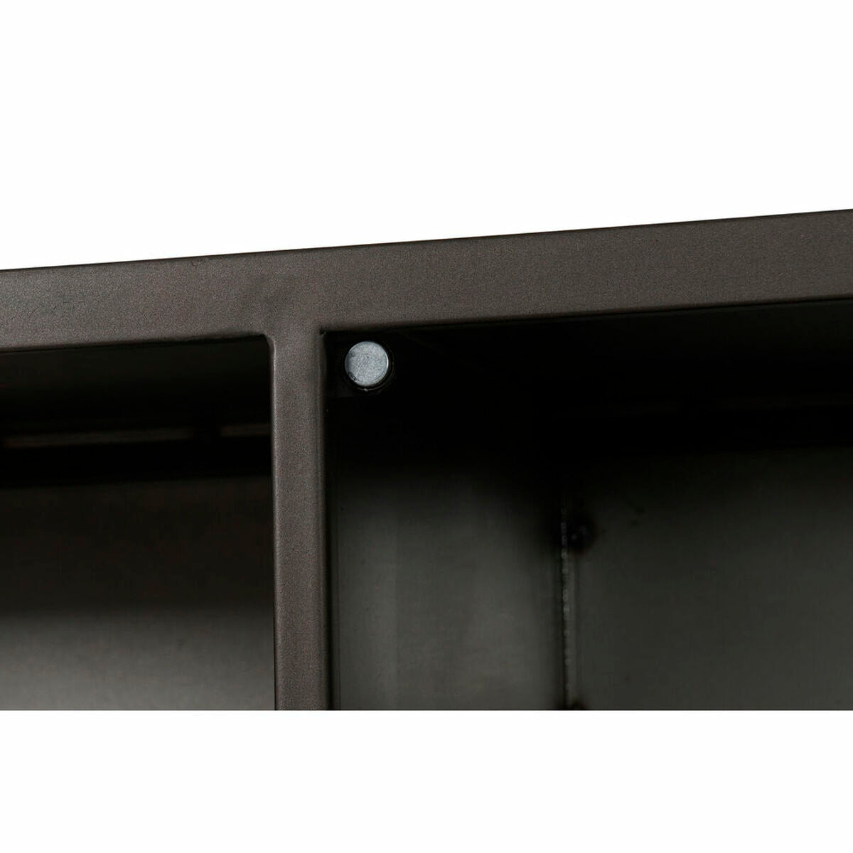 Meuble TV noir : ampoule dans la niche centrale, sous le plateau supérieur