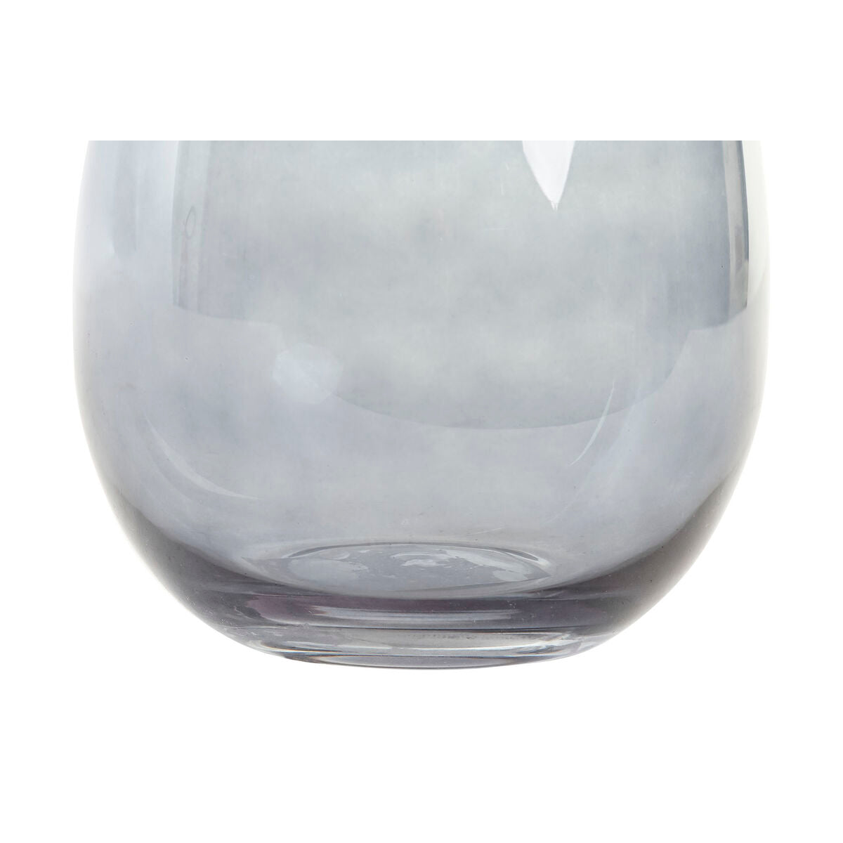 Vase en cristal bicolore gris, vue rapprochée du corps courbé et de l’ouverture