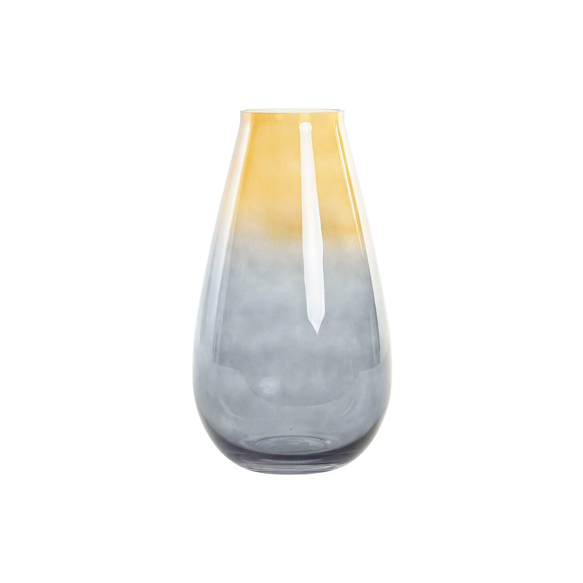 Vase en cristal bicolore jaune et gris, forme évasée, bords lisses