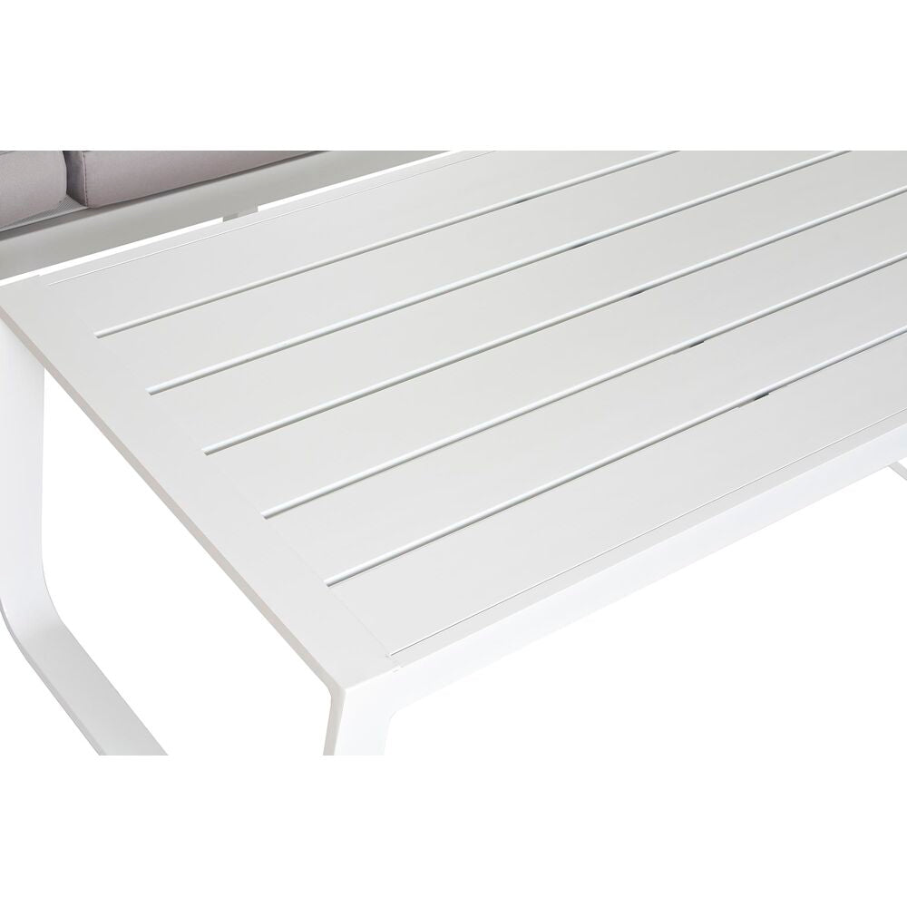Base de banquette de jardin en aluminium blanc avec lattes parallèles et pieds