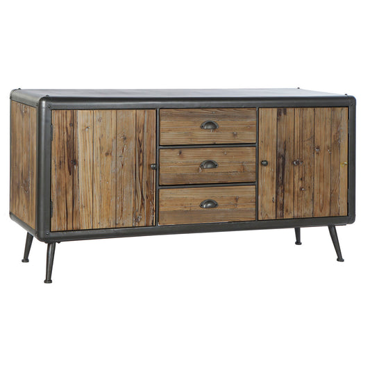 Buffet en bois avec 2 portes et 3 tiroirs, piètement métal gris clair