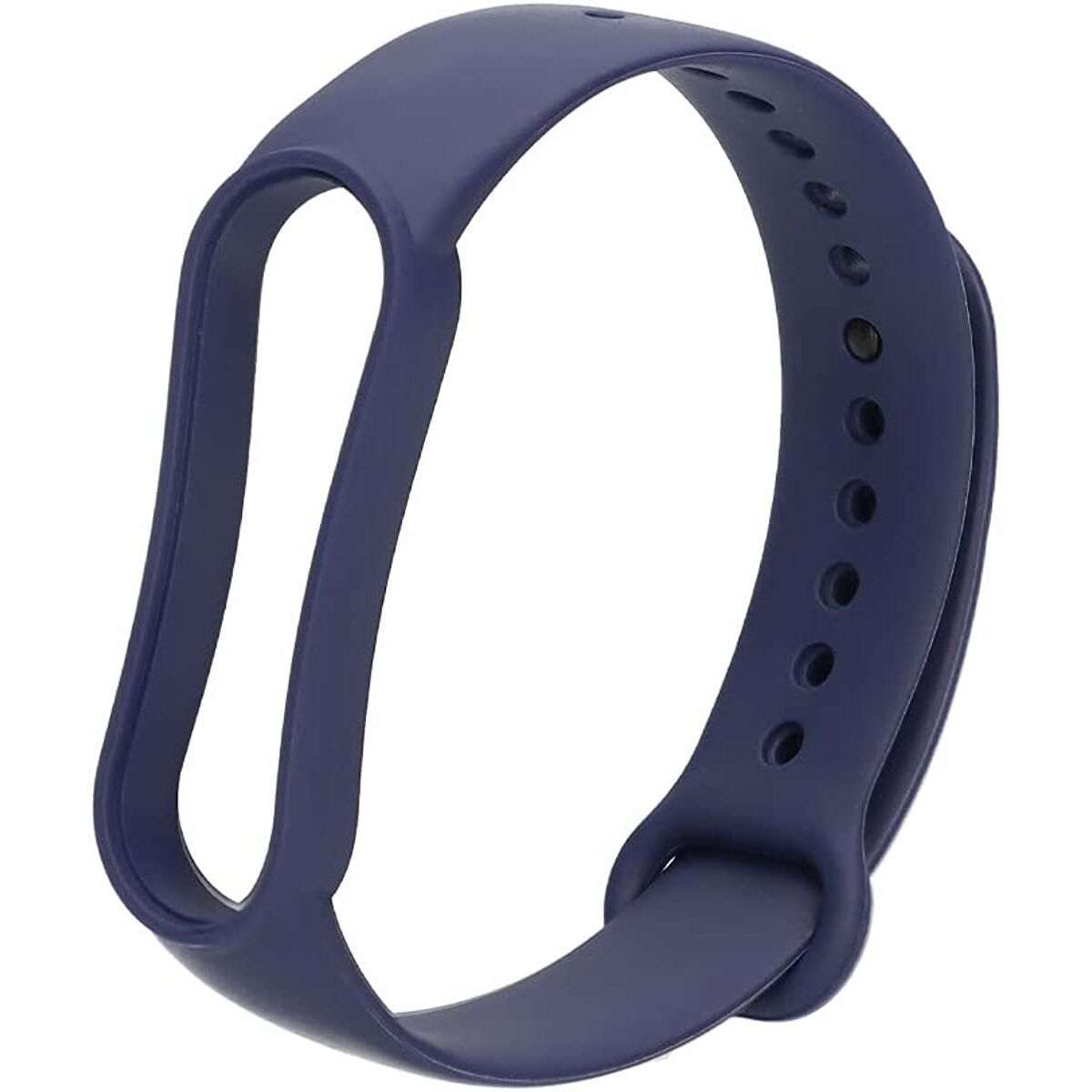Bracelet de montre en silicone bleu avec perforations et boucle d’attache arrondie