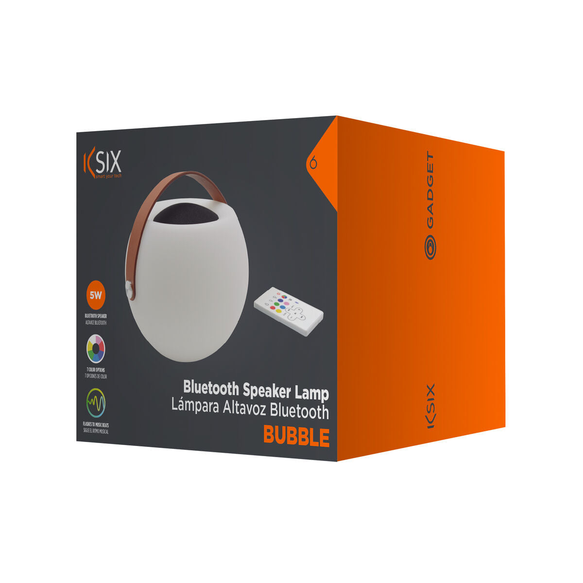 Boîte de l’enceinte lampe Bluetooth Bubble, design BUBBLE et télécommande