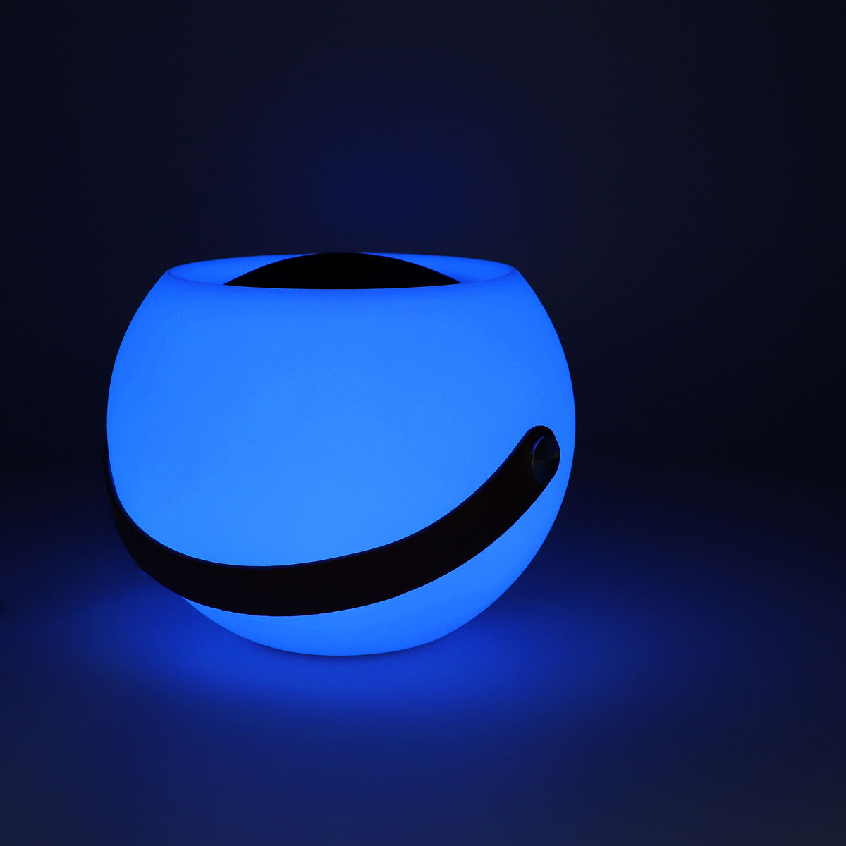 Enceinte Bluetooth Bubble lumineuse bleue, forme sphérique avec dessus noir