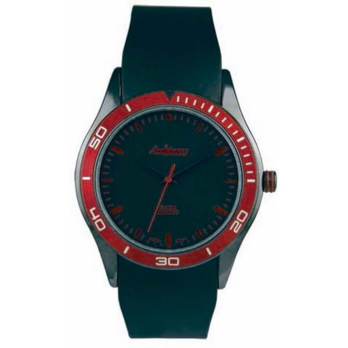Montre homme Arabians à cadran bleu foncé, lunette rouge et bracelet noir