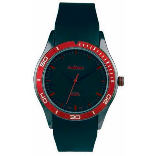 Montre homme Arabians à cadran bleu foncé, lunette rouge et bracelet noir