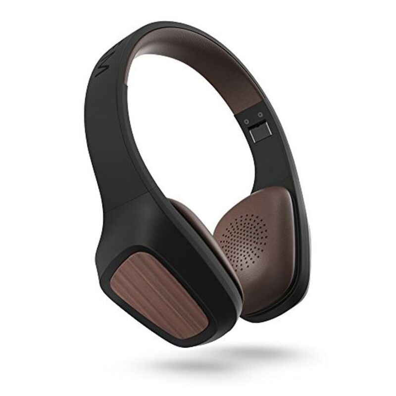 Casque Bluetooth sans fil Energy Sistem noir, coussinets bruns et panneau de commande