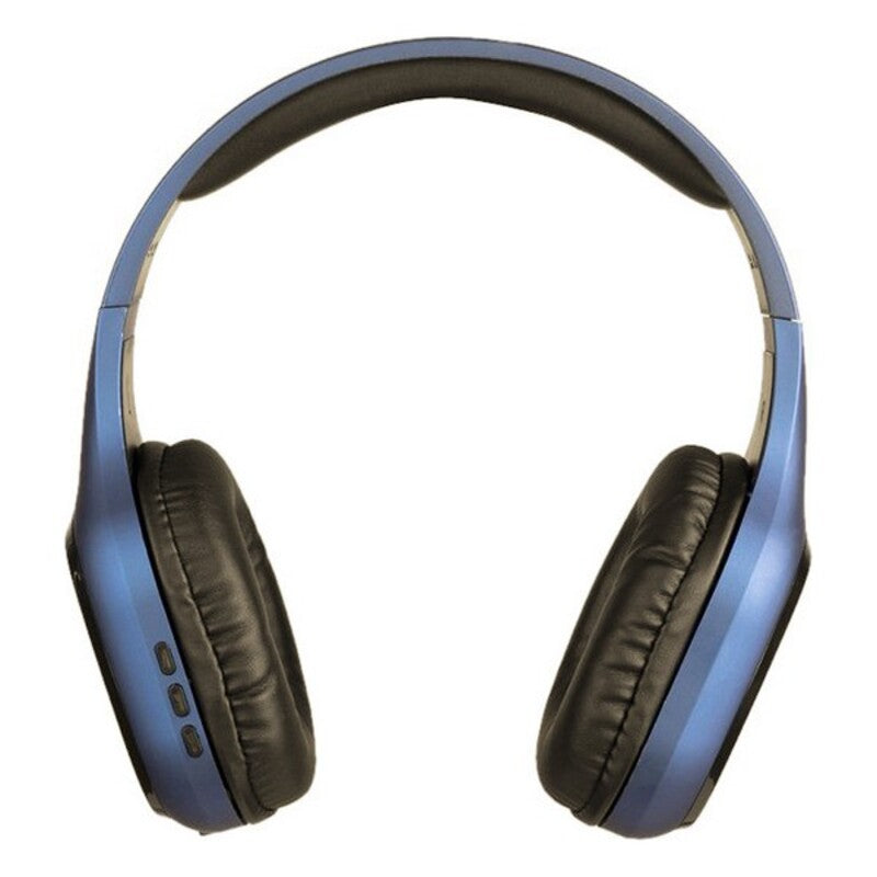 Casque Bluetooth NGS bleu, oreillettes ovales noires, arceau rembourré