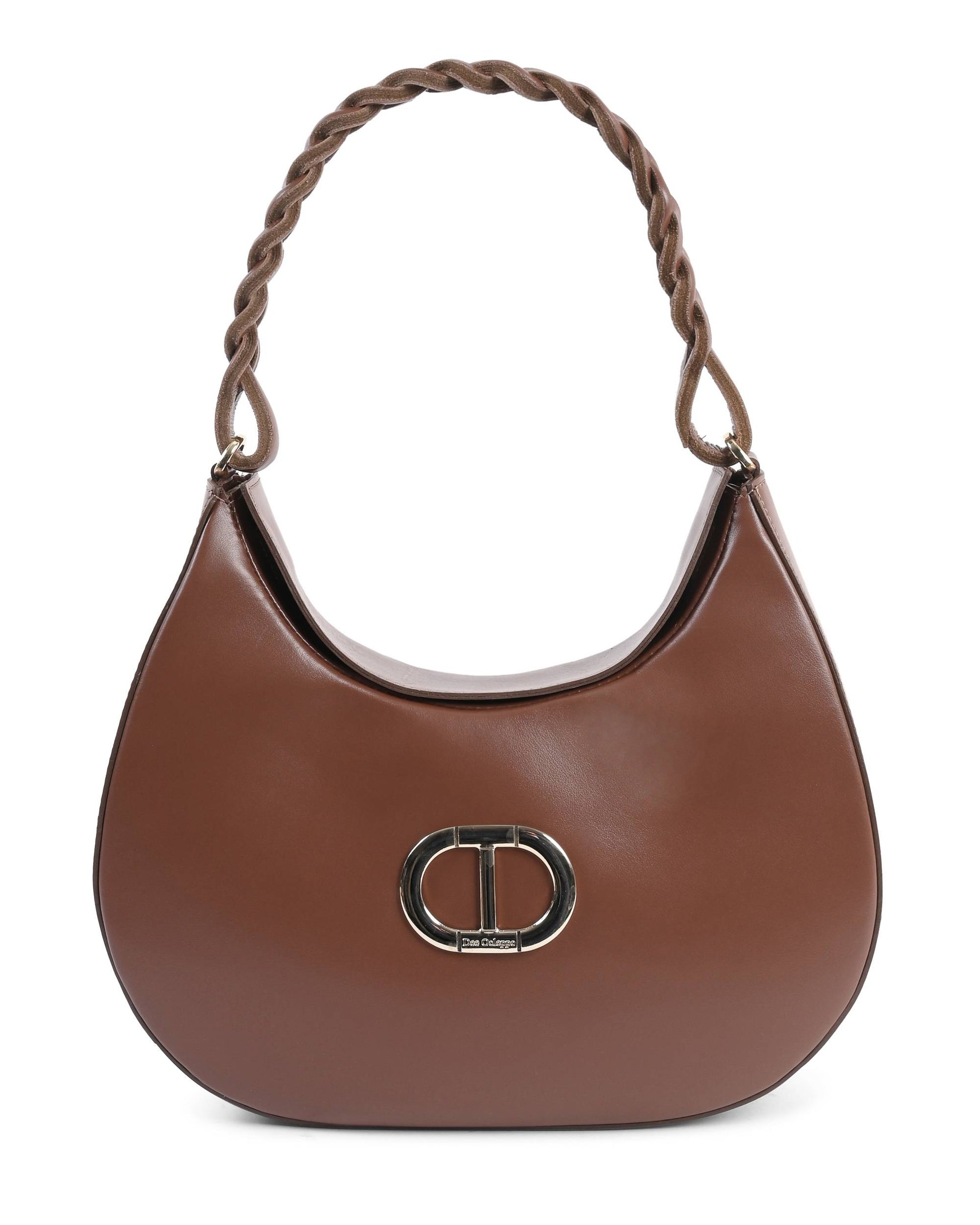 Sac hobo Torino marron foncé, anses torsadées et boucle logo en métal