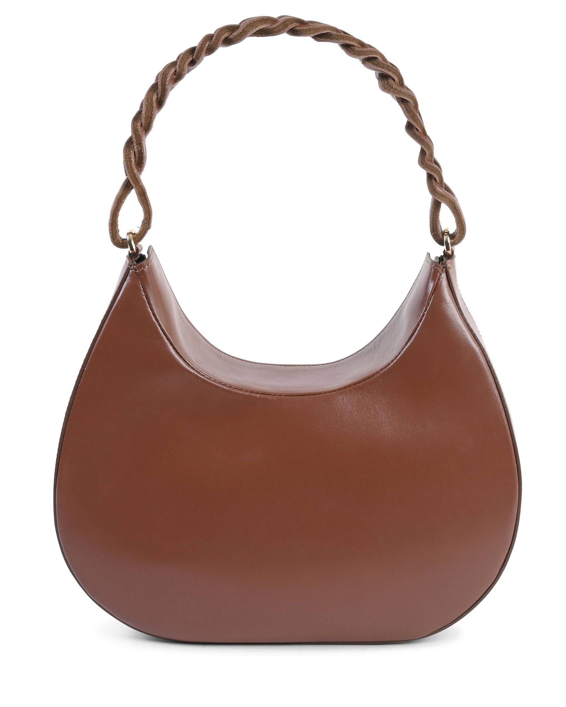 Sac hobo Torino marron foncé, anses torsadées et ouverture arrondie