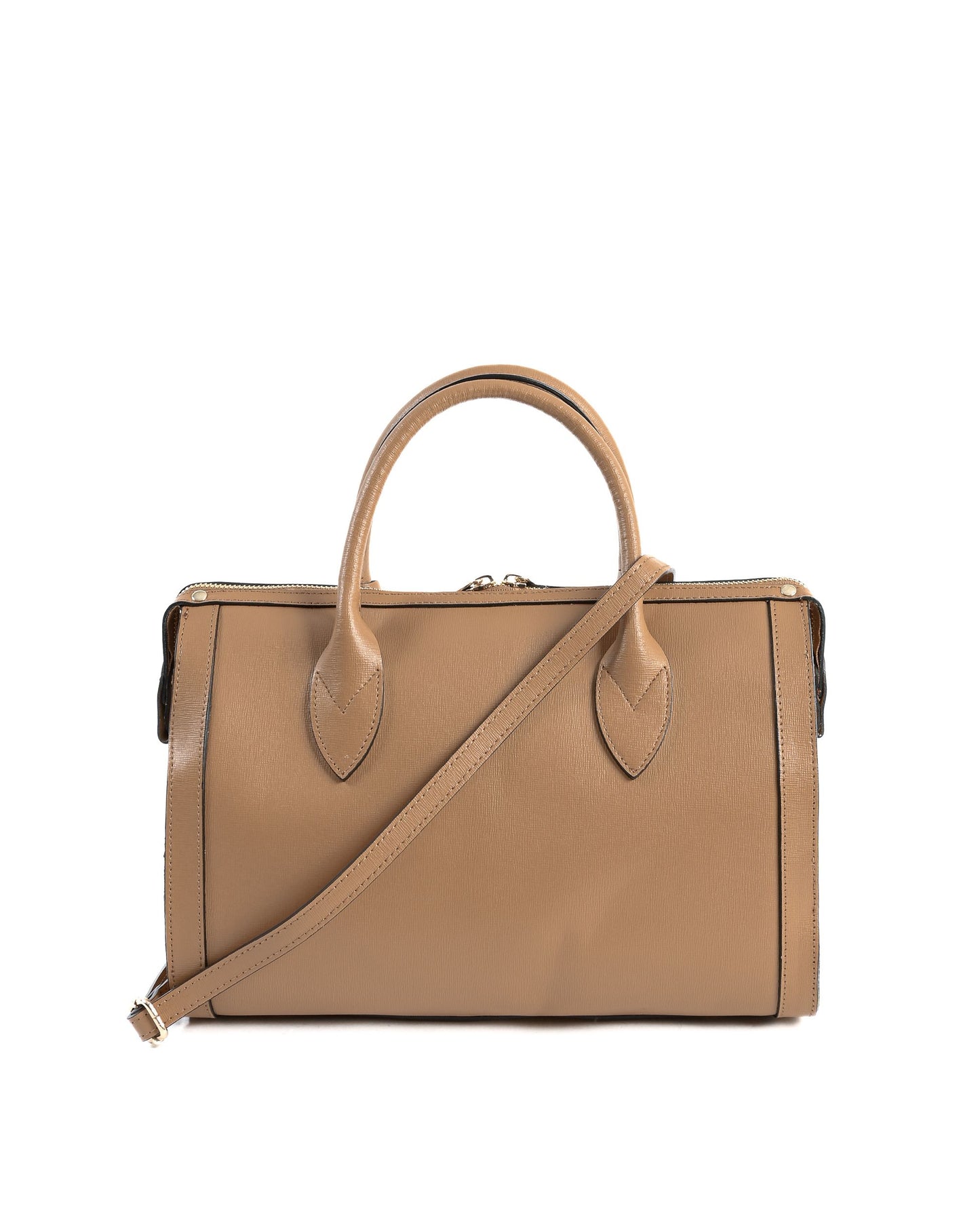 Sac à main V Italia beige clair, bandoulière réglable et anses doubles en cuir
