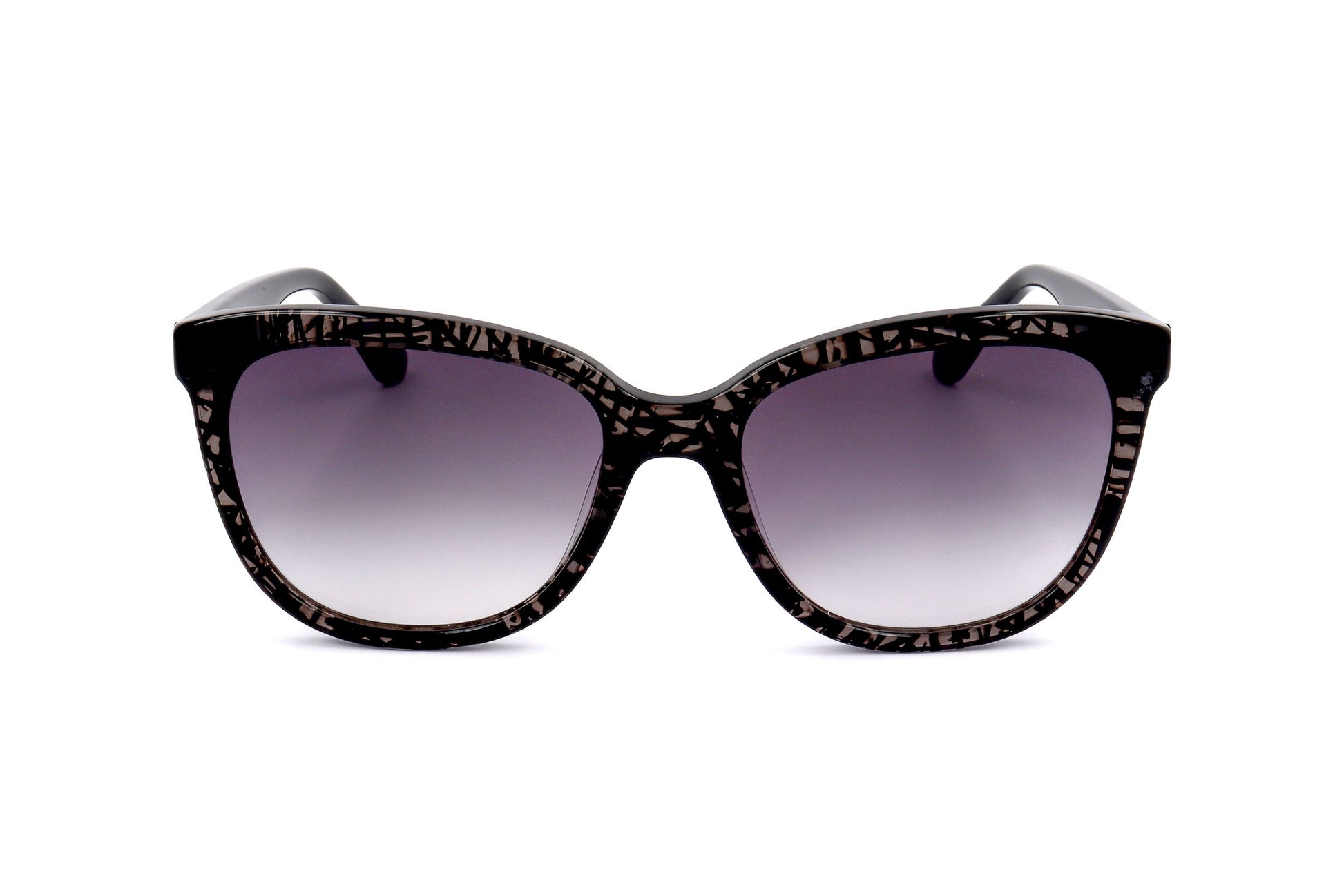Lunettes de soleil femme Karl Lagerfeld, monture acétate noire à motif, verres violets