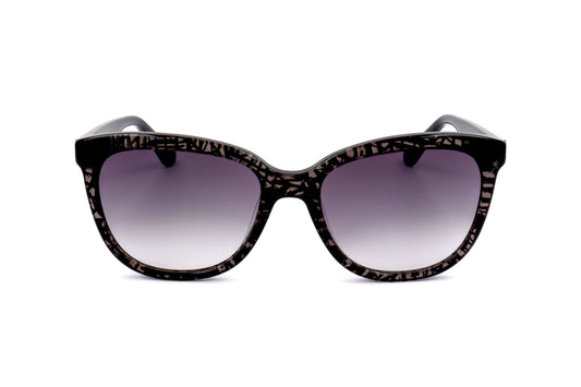 Lunettes de soleil femme Karl Lagerfeld, monture acétate noire à motif, verres violets