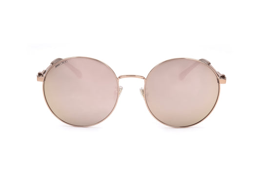 Lunettes de soleil Jimmy Choo à monture rosé et verres roses, forme ronde