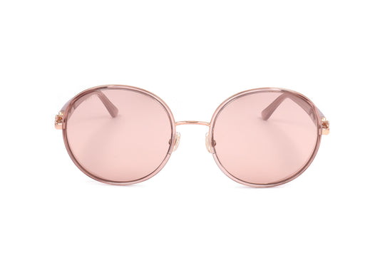 Lunettes de soleil femme Jimmy Choo, monture métal or nude, verres roses ovales