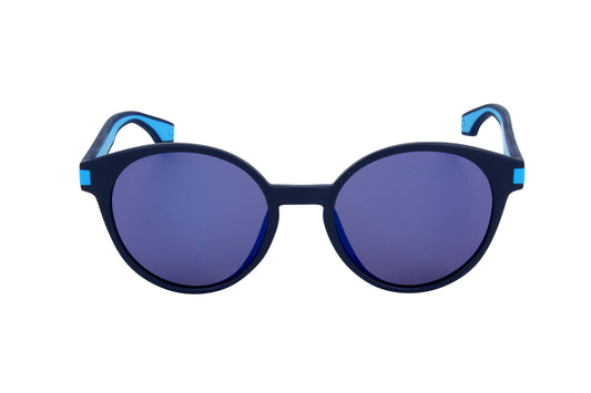 Lunettes de soleil Marc Jacobs unisex, monture bleue mate, verres ronds violets