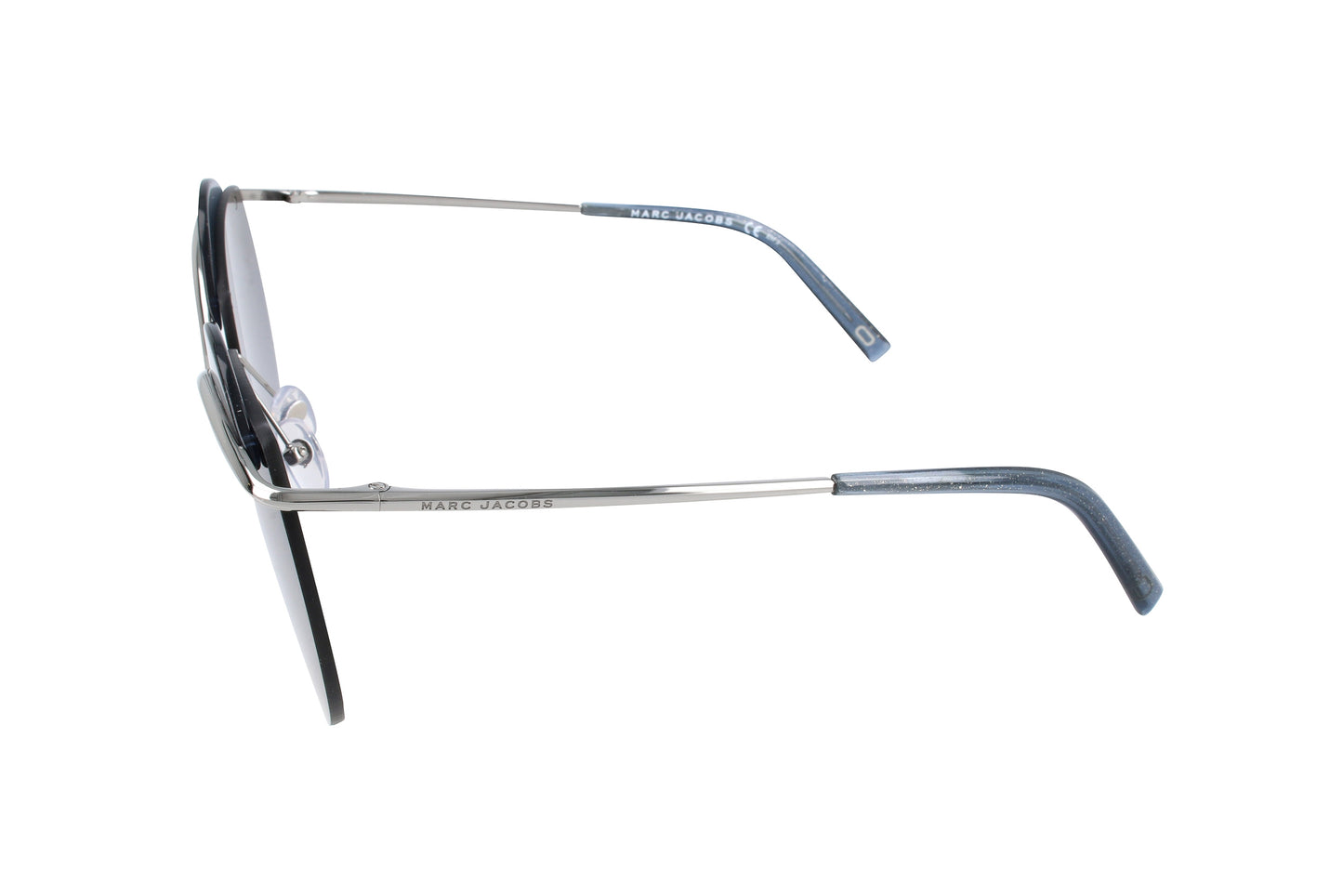 Lunettes Marc Jacobs MARC 102 S, monture métal ruthenium, branche et embouts bleus