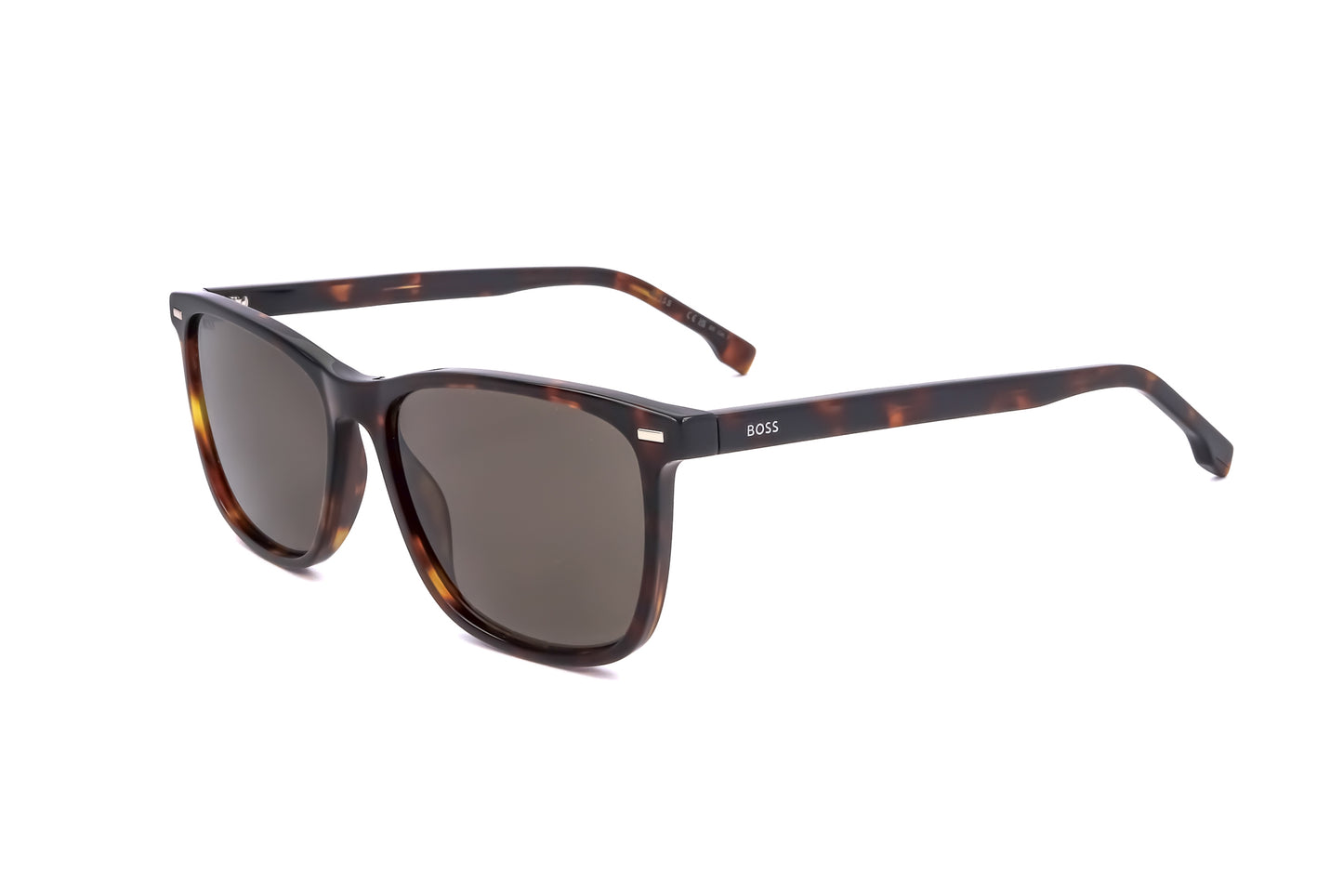 Lunettes de soleil Hugo BOSS écaille havane, verres fumés, vue de côté