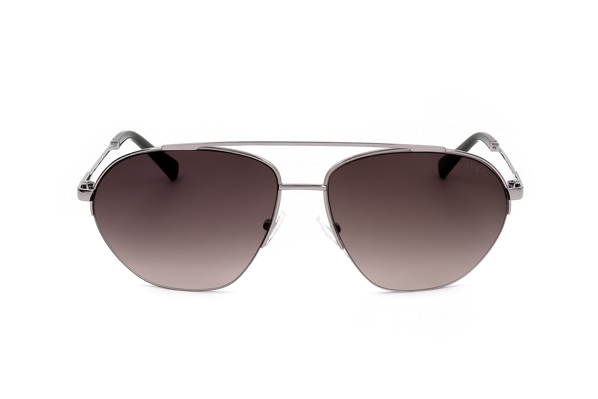 Lunettes de soleil Guess homme, monture métal argent, verres gris foncé