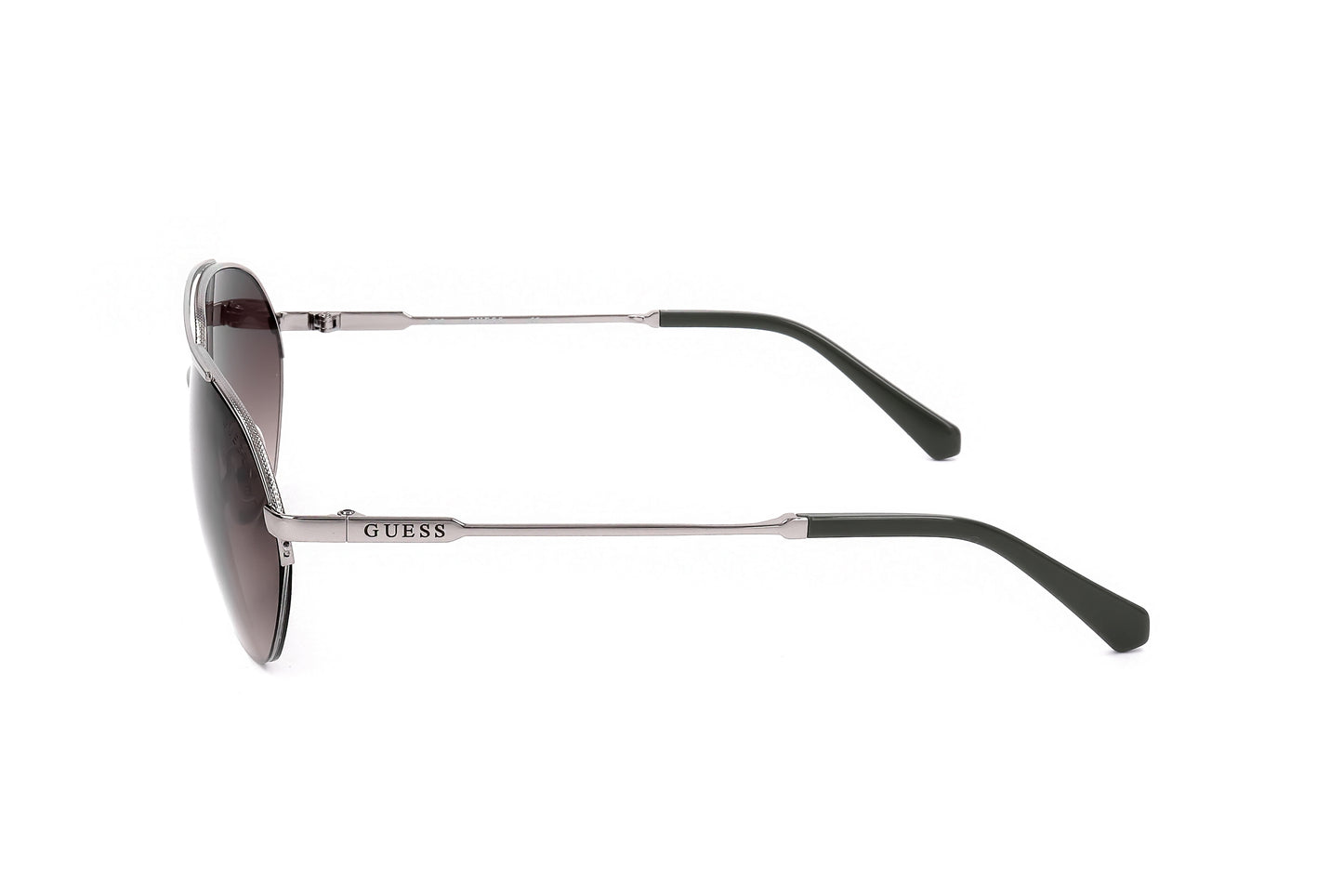 Lunettes de soleil Guess homme, branche et monture métal argent, verres gris foncé