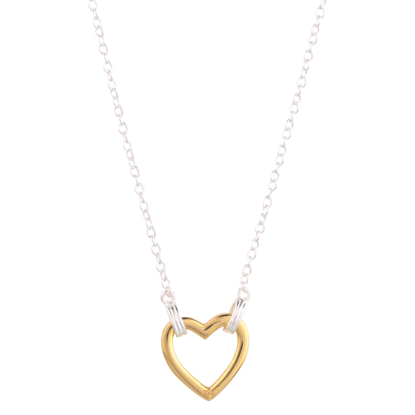 Collier pendentif cœur doré 18K plaqué or sur chaîne argentée