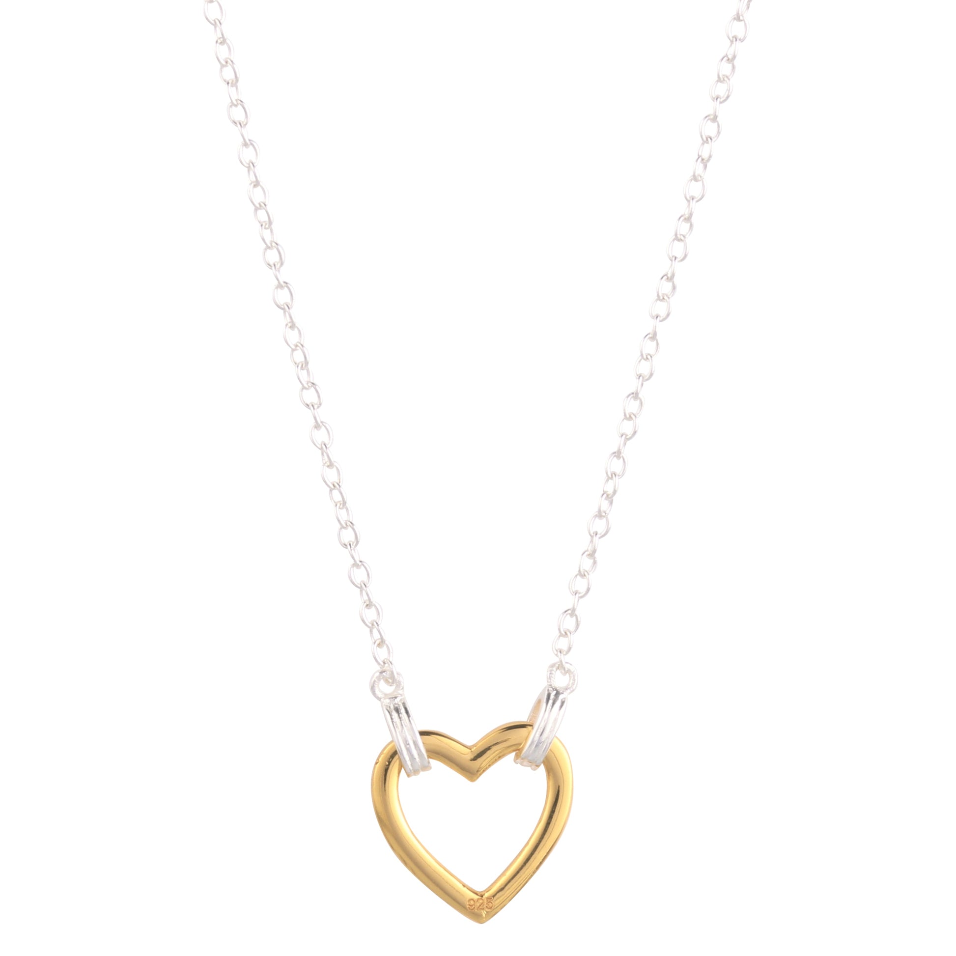 Collier pendentif cœur doré 18K plaqué or sur chaîne argentée