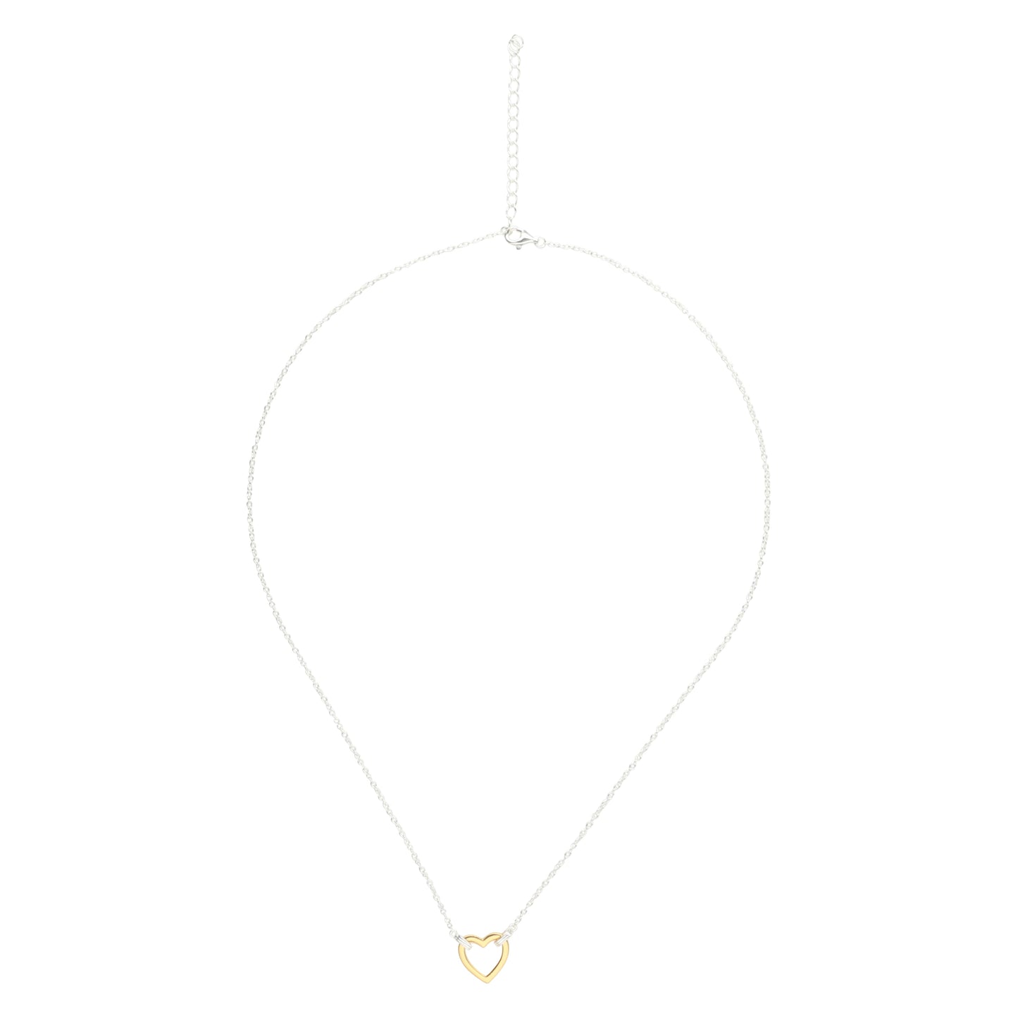 Chaîne argentée avec petit pendentif cœur doré 18K plaqué or
