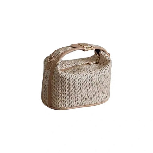 Sac bandoulière beige en maille tressée avec fermoir rectangulaire
