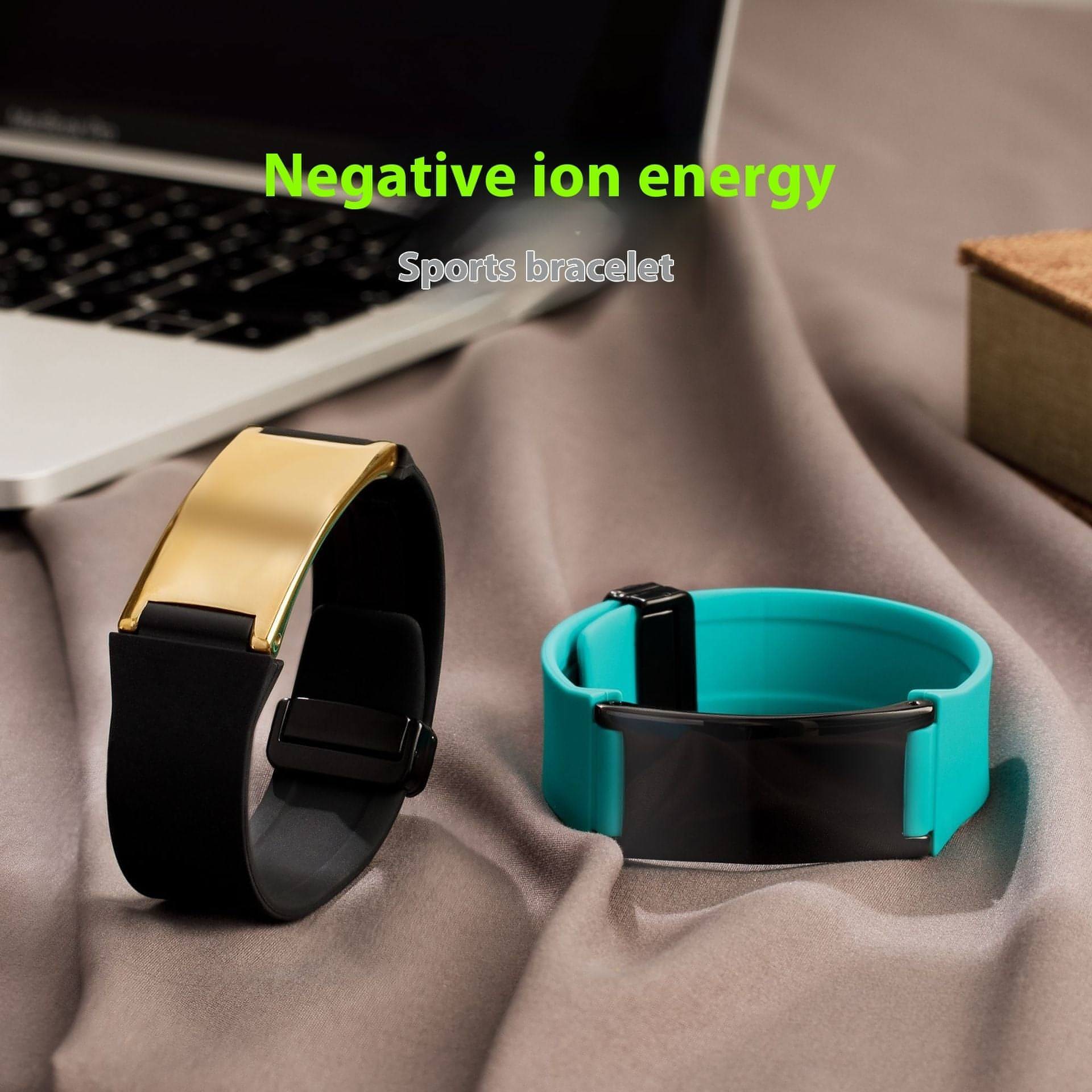 Bracelet en silicone vert d’eau avec fermoir noir, ajustable