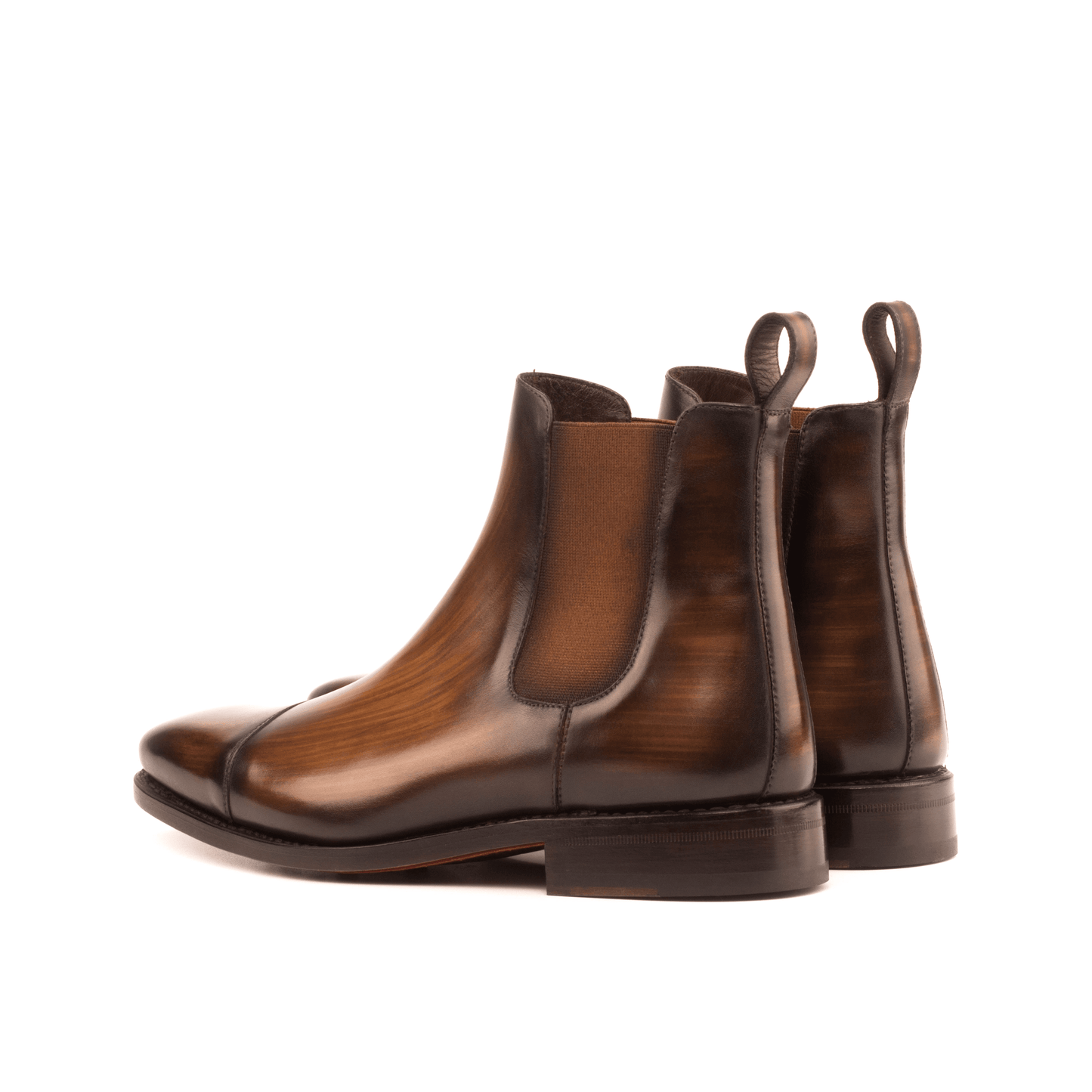 Bottes Chelsea homme en cuir patiné brun, tige courte avec empiècement élastique