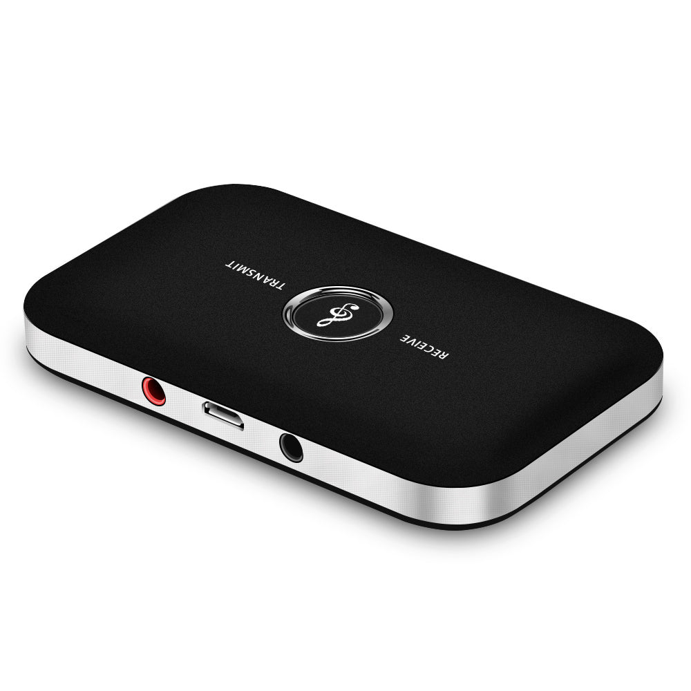 Transmetteur Bluetooth 2-en-1 noir avec ports USB et sortie audio jack