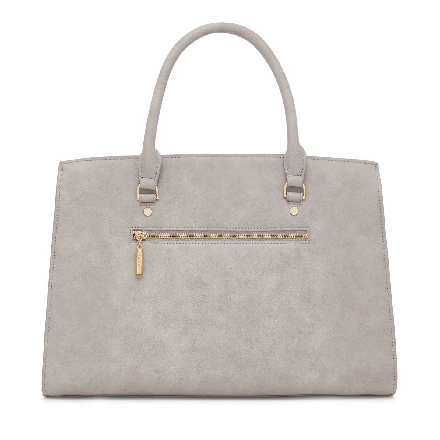 Sac ordinateur gris clair avec fermeture zippée sur le devant et anses hautes