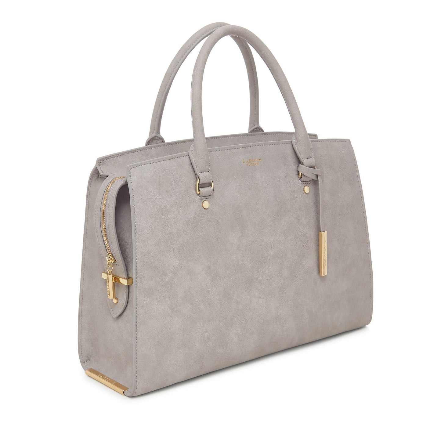 Sac ordinateur gris clair, anses hautes, poche latérale zippée