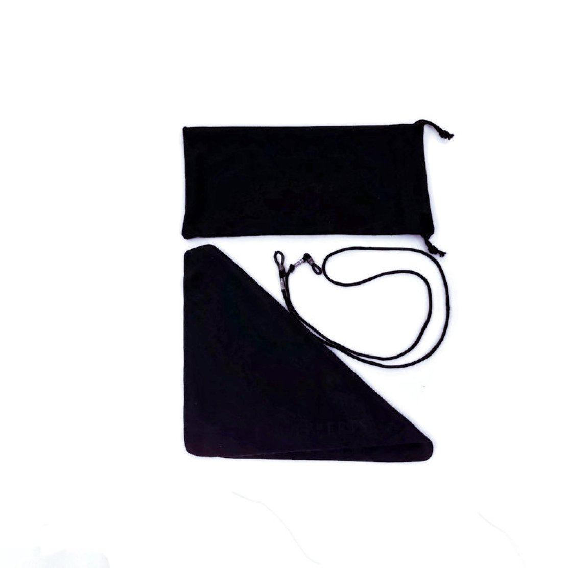 Sac en tissu noir à cordon avec lunettes