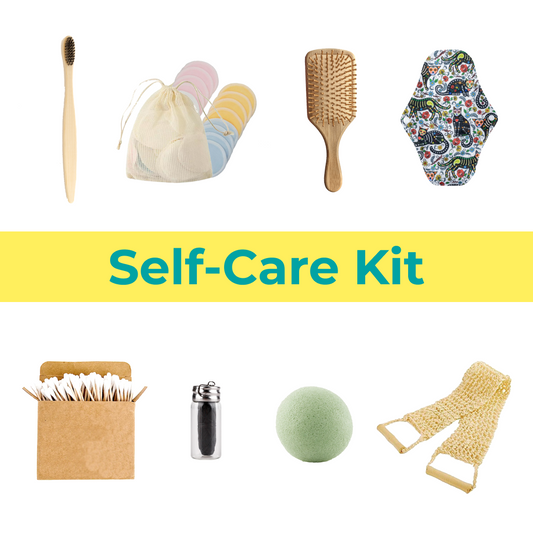 Kit de soins zéro déchet : brosse en bois, lingette réutilisable, éponge et accessoires