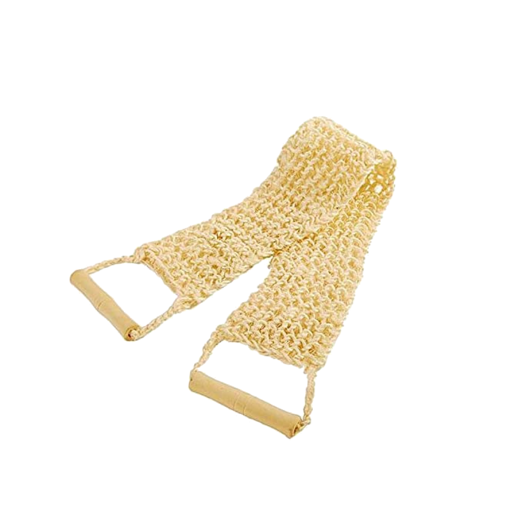 Manchons de gommage en filet jaune avec sangles en coton