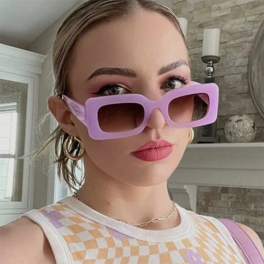 Lunettes rectangle vintage lilas avec verres marron foncé