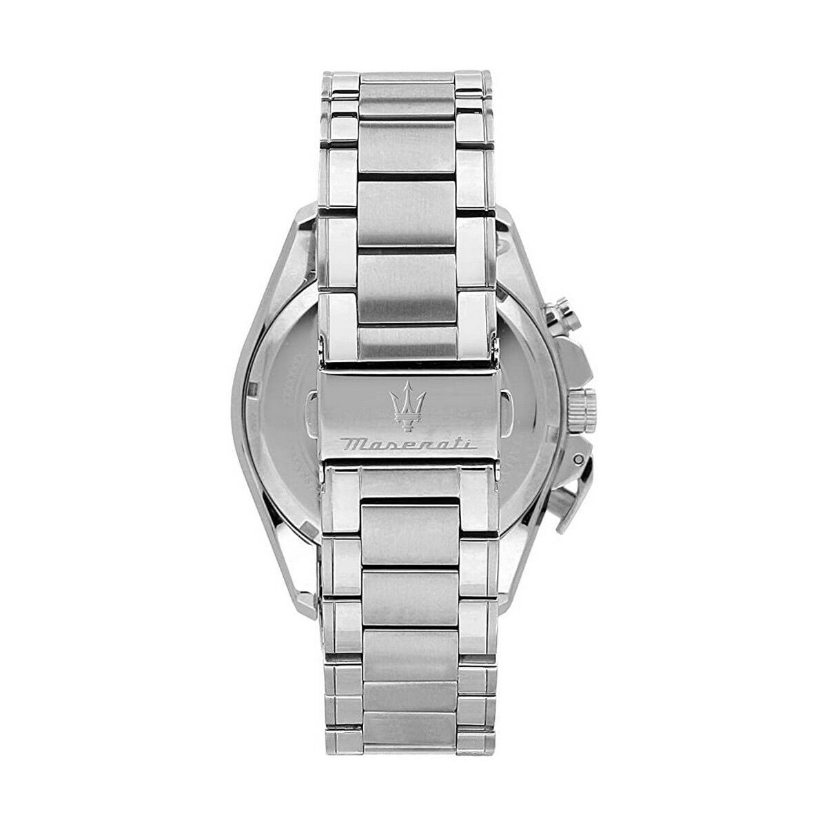 Montre Maserati à bracelet maillons métalliques argentés, boîtier rond et cadran lisible