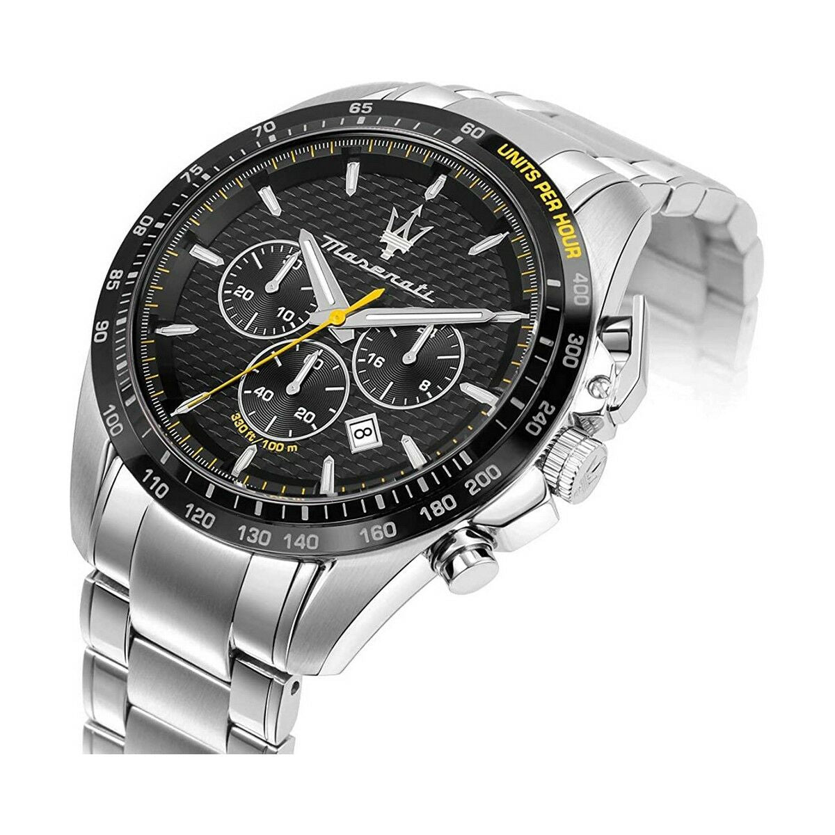 Montre-bracelet Maserati R8873612042 cadran noir avec sous-cadrans, bracelet acier poli